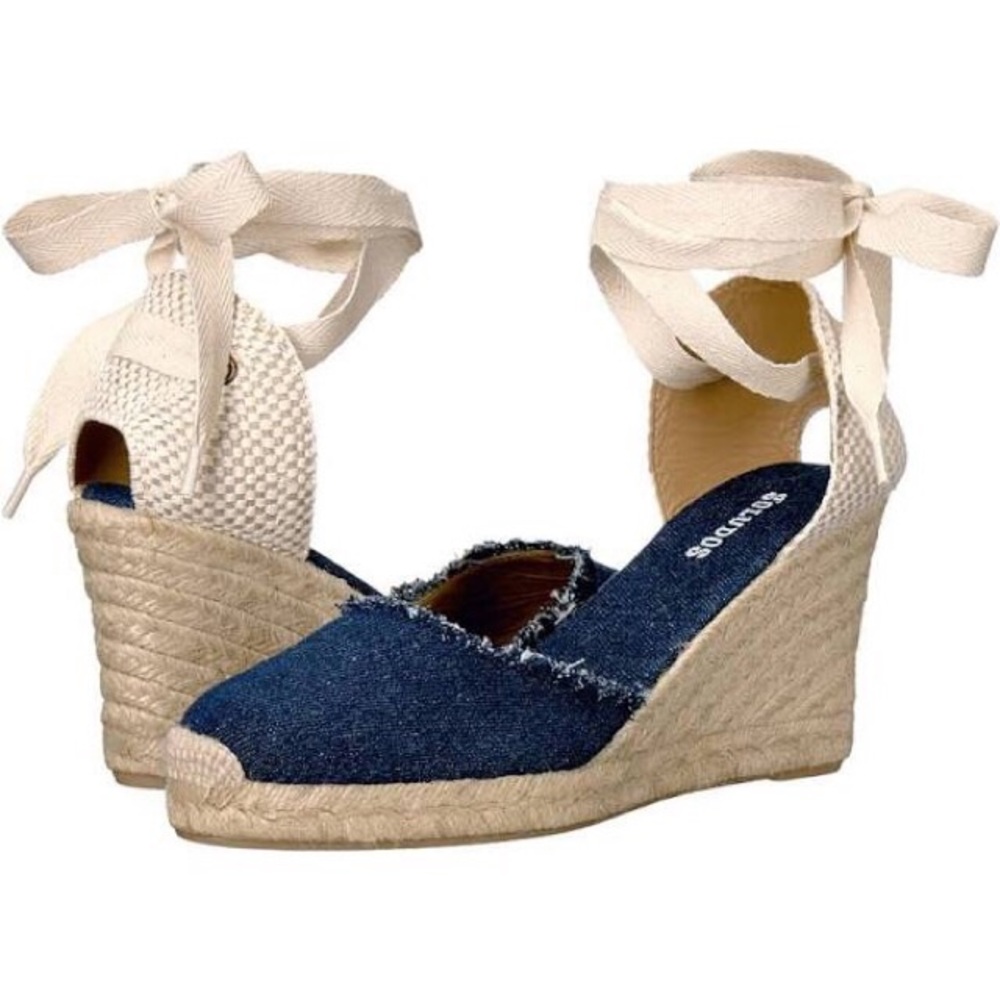 Soludos Tie-up Denim Espadrille Heels